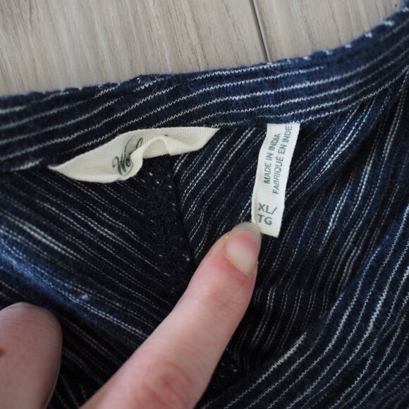 Vintage Woolrich Extra Large Drawstring Waist Navy Striped Dress 100% Cotton - Picture 9 of 13